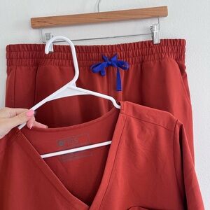 Figs Women's Scrub Set in Rust and Blue